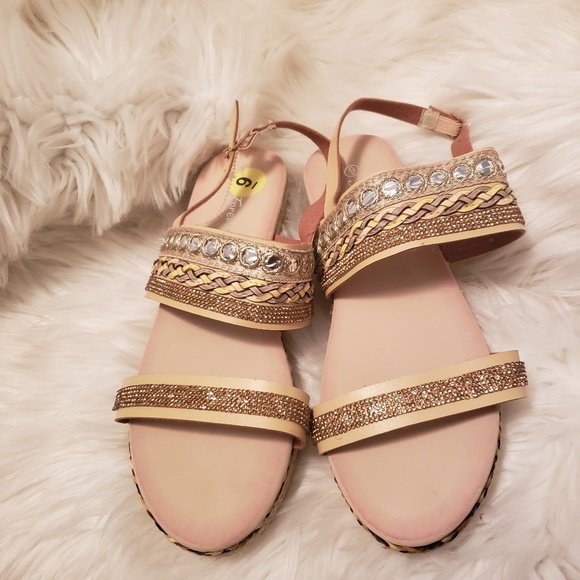 Forever  gold sparkle flat sandal - Picture 1 of 5